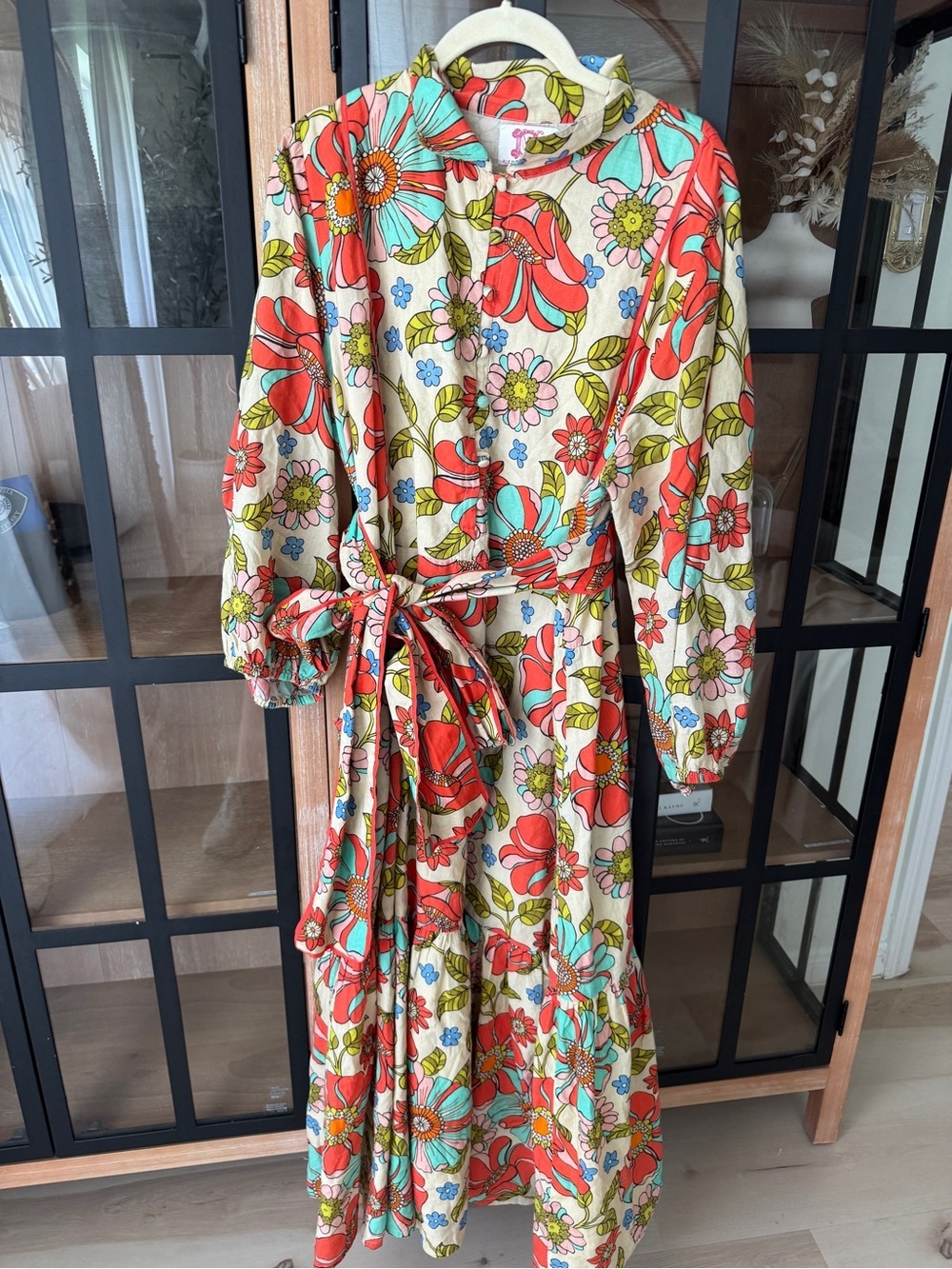 Victoria Dunn Folly Flounce dress maxi cheerful retro floral print long sleeve